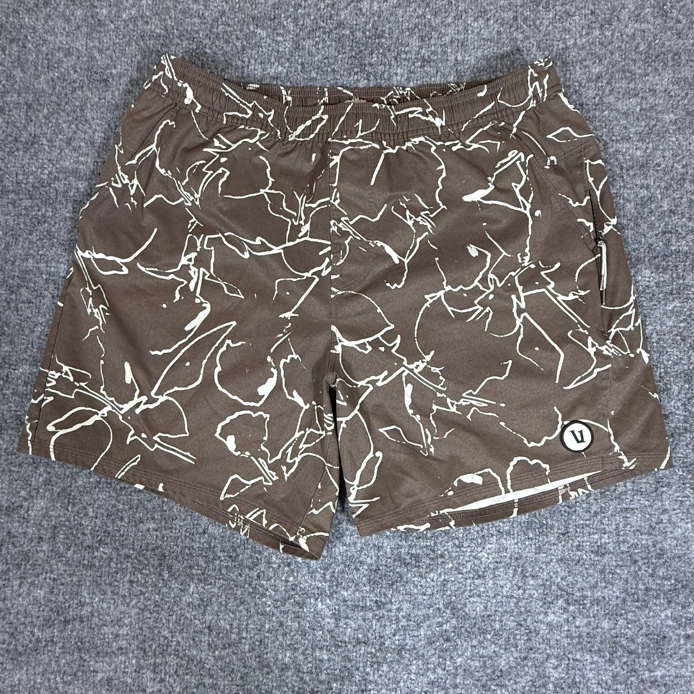 Vuori Kore Shorts Mens Large Brown Abstract Floral Lined Athletic Training V3087